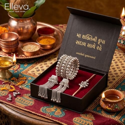 Image of Traditional Bangles set for Women | Oxidised Jewellery Bracelet for Girls Stylish | Latkan Chain Peacock Bangle Bracelet Adjustable for Navratri Festive Jewelry set of 1 (Pack of 1)