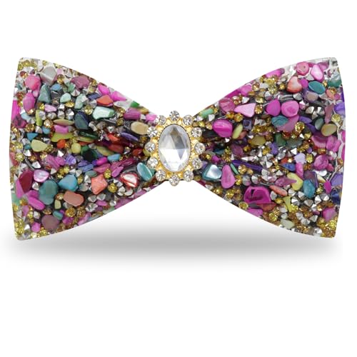 Image of Mens Rhinestone Bow Tie Pre-Tied Bow Ties for Men Adjustable Sparkle Sequin Bowtie Party Wedding