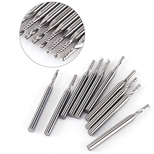 Image of Single Flute End Mill Tungsten Carbide CNC Milling Cutter 2mm 1 /8 Inch Shank 10pcs Set