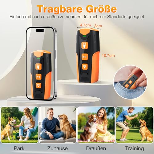 HZK Anti Bell Gerät für Hunde,Ultraschall Hundeabwehr, 3 Modi (Ton/Ultraschall/Taschenlampe), 7m Reichweite, Wiederaufladbar & Humane Hunde Bell Stop Gerät für Kleine bis Große Hunde