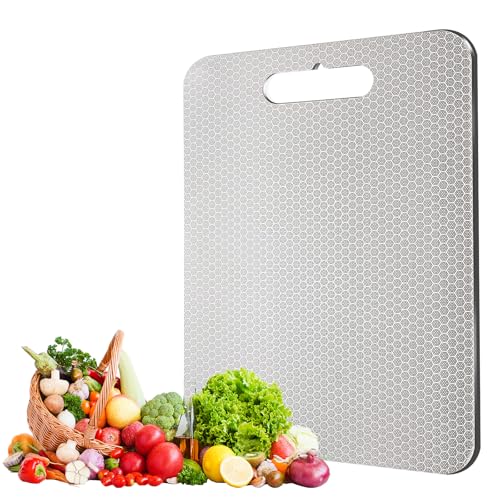 Tagliere in Titanio, S316 Tagliere Acciaio Inox, Doppio Lato per Alimenti, tagliere Acciaio Inox, Cutting board in Acciaio Inossidabile 316, Cutting Board per Frutta, Verdura, Carne (50 x 30 cm)