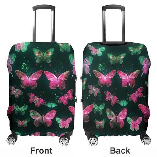 Neon Butterfly Suitcase Covers Luggage Protector - Travel Elastic Baggage Case Protective, Washable Anti-scratch Large Suit Case Cover for Suitcases Fits 19-32 Inch Luggages S3