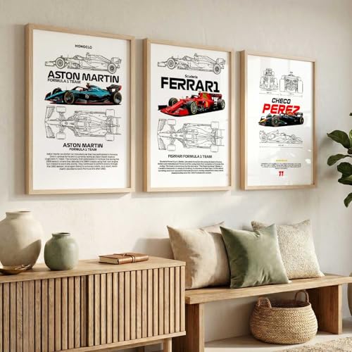 Image of kotart Big Sports Cars Framed Posters Gift Items for Boys Room Wall Decoration Bedroom Living Room Office Studio Decor | Car Poster Frame for Wall Decor Set Of 3 Size | Design 946 Beige (14x20 Inch)