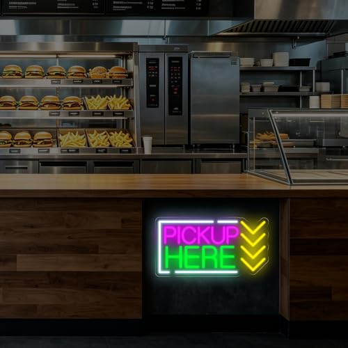 Image of Pick Up Here Neon Sign Coffee Restaurant Pick-up Area LED Light
