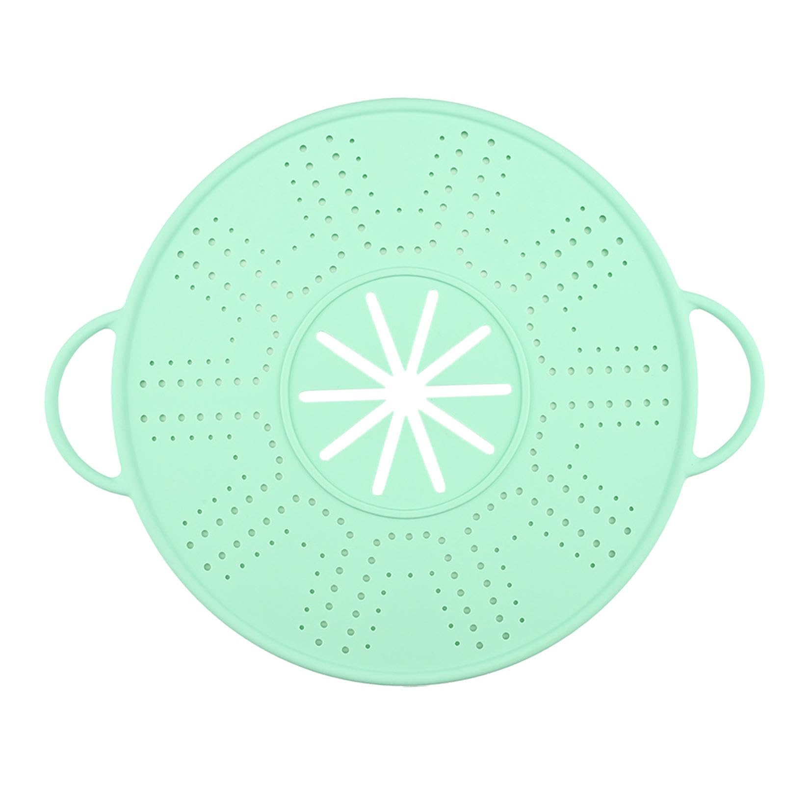 Fenteer 2X Couvercle Anti Débordement Matelas Silicone Double Poignée Résistant à La Chaleur Orifice Vapeur Multifonction pour Préparer Soupes Bouillons Cuisi