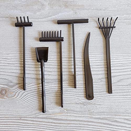 ZEN&TAO Japanese Miniature Zen Garden Six Pieces Tools Kit Set Stylish Design Easy to Clean Mould Free Sturdy and Functional Perfect Match for DIY Mini Zen Garden (Black) - Image 3