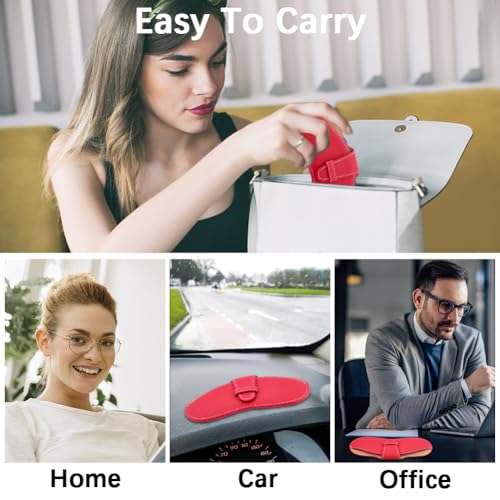Image of CREATCABIN Leather Sunglasses Case Slim Glasses Case Portable Soft Eyeglasses Holder Spectacle Cases Pouch Bag Cover Lightweight with Cleaning Cloth Gift for ChristmasTravel Vacation 6.9x3.4 Inch Red