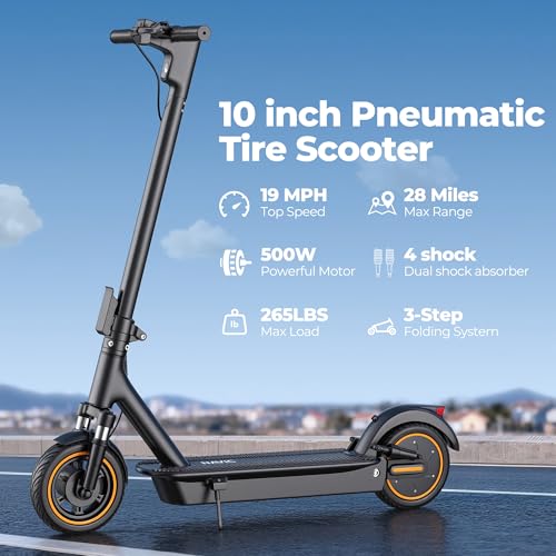 Image of NAVIC Adult Electric Scooter, Folding E Scooter with 350W /500W /750W Powerful Motor, 8.5 inch /10 inch /14'' Solid Tires, 22 /19 /16Mph, 19-31 Miles Max Range, Commuting Scooters with Dual Brakes System, APP
