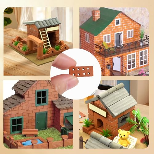 VARKAGE 60 Stück Mini Ziegelsteine, Mini Ziegel Rote, Miniatur Ziegelsteine Backsteine, Modellbau Steine,Mini Modellziegel Brick für DIY Puppenhaus Fairy Garten Dekoration, Wichtelbaustelle