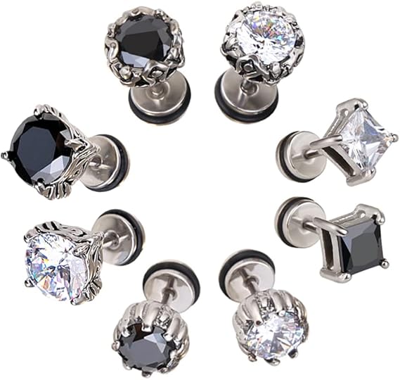 Amazon Yoloo スタッドピアス メンズ レディース チタン製ピアス ネジ スクリューキャップ シルバー ブラック ジルコニア人気ピアス 両耳 イヤリング 金属アレルギー対応 男女兼用 ファッション アクセサリー Aブラック ボディピアス 通販
