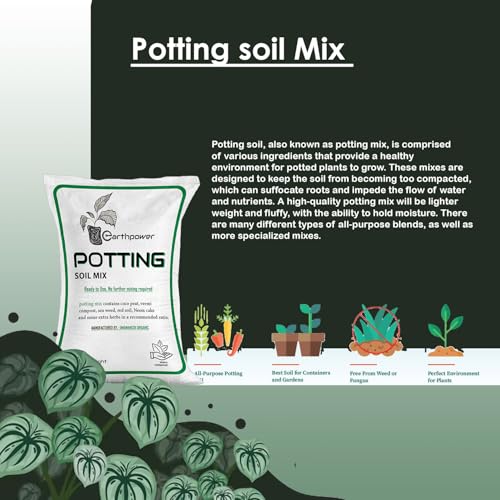 Image of EarthPower Potting Soil Mix for Plants 25 Kg | Soil for Plants | Soil and Fertilizer for Plants | Mix for Plants Home Garden | Made with Vermi Coco Pit Neem Cake etc 25kg