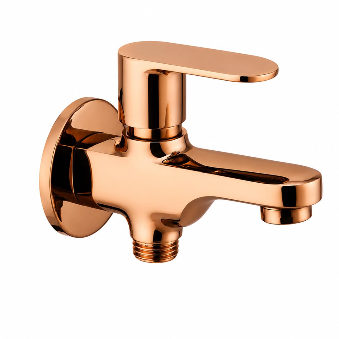 Maipo Dove Rose Gold 2 in 1 Bib Cock Tap for Bathroom & Kitchen, Solid Brass Wall Mounted Faucet with Dual Water Outlet, Foam Flow Water Saving Technology-image-25