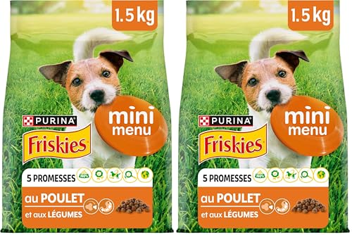 PURINA FRISKIES Mini Menu Vitafit Crocchette per Cani Adulti con Pollo e Verdure Sacco da 1.5kg (Confezione da 2)