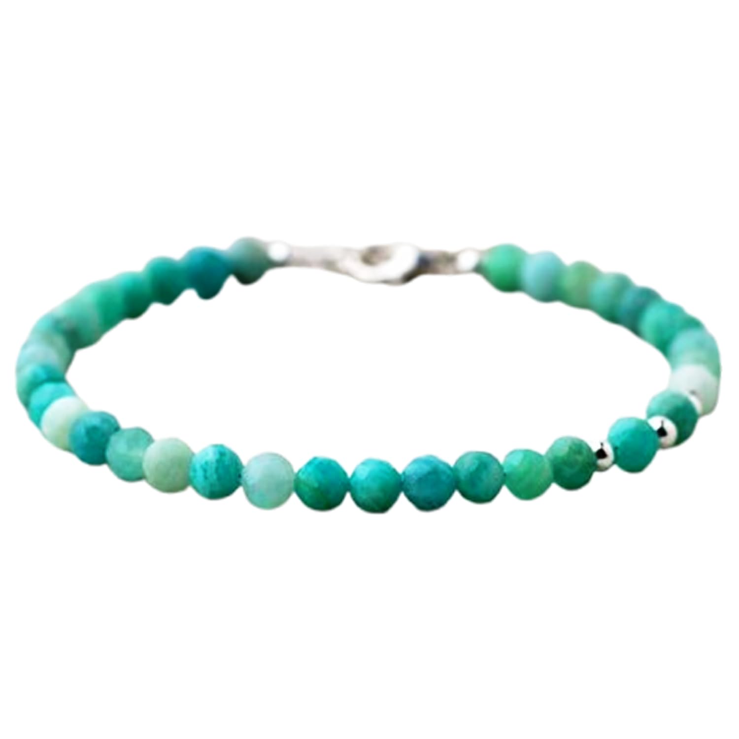 Bracelet amazonite véritable réglable 17.8cm pour éviter les allergies - 4