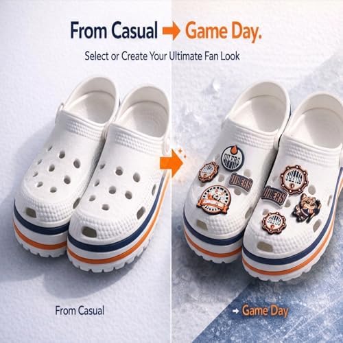 5PCS Canada Edmonton Hockey Inspired Shoe Charms Set for Fans Teens Adults – Canadian Hockey Team Inspired Style Decorative Accessories for DIY Clog Shoes, Bracelets, Bags — view 5