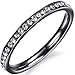 Women 2mm Titanium Stainless Steel Channel Set Cubic Zirconia CZ Inlay Black Wedding Ring Engagement Band