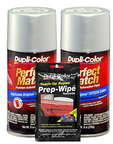 Dupli-Color Titanium (Metallic) Exact-Match Automotive Paint for Toyota Vehicles - 8 oz, Bundles Prep Wipe (3 Items)