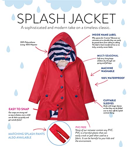 Hatley Kids Button-Up Rain Jacket, Red, 6 Years - Thumbnail 7