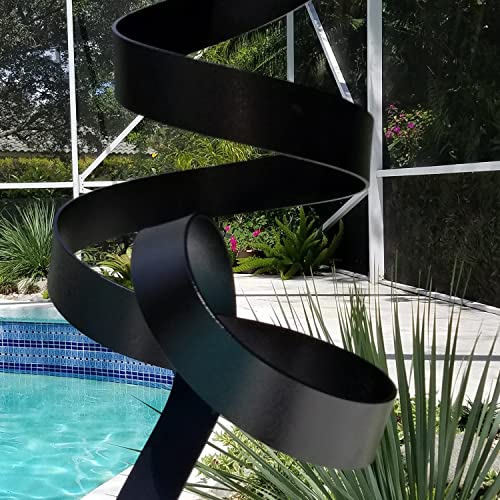 Statements2000 48" Large Metal Yard Sculpture, Indoor-Outdoor Garden Statue By Jon Allen Metal Art, Black Perfect Moment, Black Base #TOP5