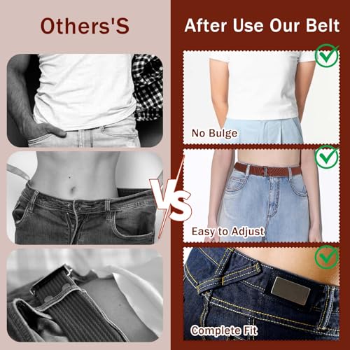 2 Pcs No Show Stretch Belt for Women, Adjustable Sweater Tuck Band, Elastic Belt for Jeans Pants Tuck Sweaters4