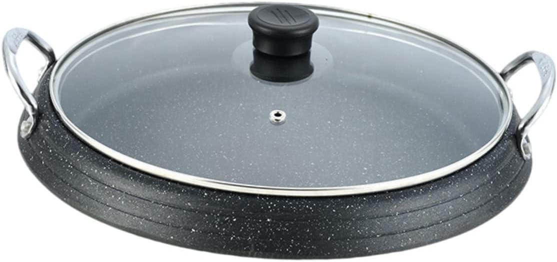 Non Stick Korean Bbq Grill Pan Round Roast Meat Baking Plate Multi Function Barbecue Griddle for Home Indoor Outdoor Cooking
