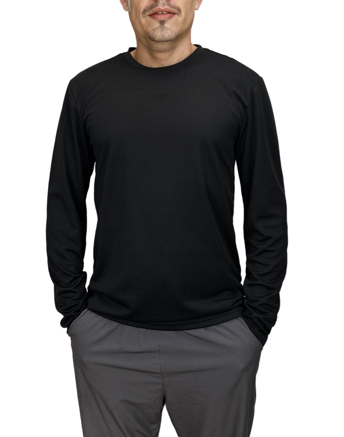 T-shirt à manches longues pour homme - Séchage rapide - Pour la course à pied, l'entraînement, la pêche et la randonnée