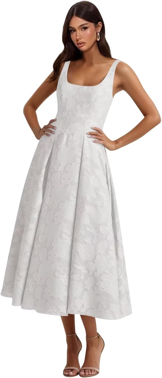 Floral Lace Bridesmaid Dresses for Women Tea Length A Line Pleated Wedding Guest Dress Formal Gown
