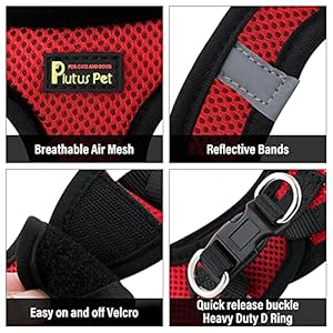 Plutus Pet Step-in Dog Harness, Adjustable Reflective Soft Dog Harness, Breathable Dog Vest Harness for Cats Puppy and Small Medium Dogs(M, Red)