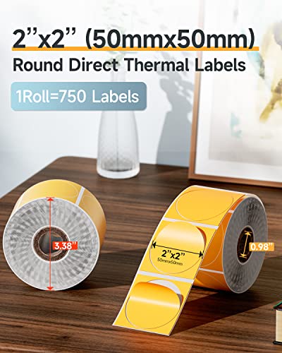 Memoqueen Pink Bluetooth Shipping Thermal Label Printer With 2X2 Round Thermal Labels(750Pcs) Wireless Label Printer For Shipping Packages & Small Business, Compatible With Iphone, Amazon, Usps #TOP7