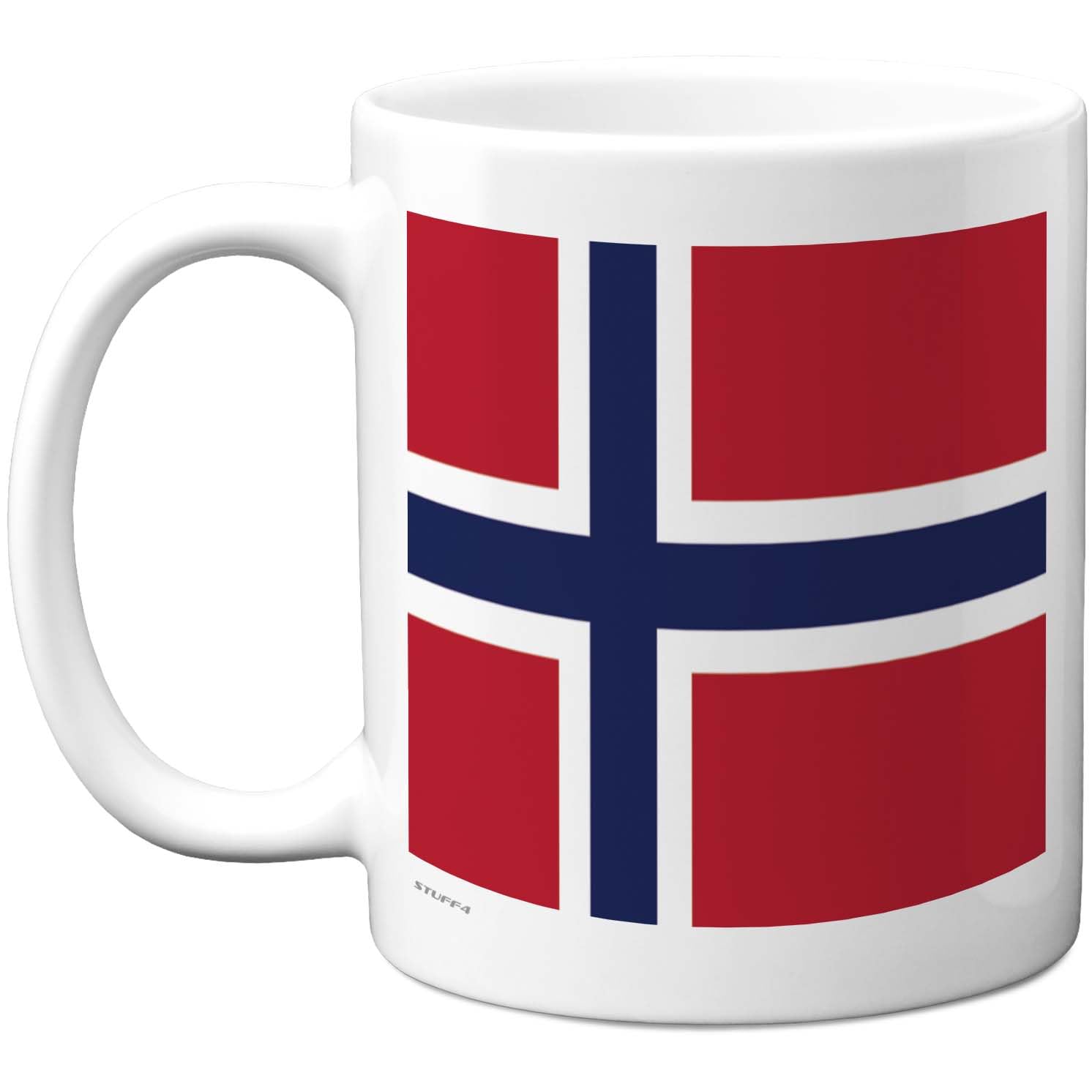 Stuff4 Norway Flag Mug - Bold Patriotic Scandinavian Design - Vibrant Red, Blue and White Wraparound - 11oz Ceramic Gloss Mug