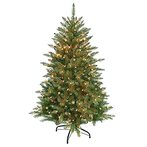 Puleo International 4.5 Foot Pre-Lit Fraser Fir Artificial Christmas Tree With 250 Ul-Listed Clear Lights, Green #TOP22