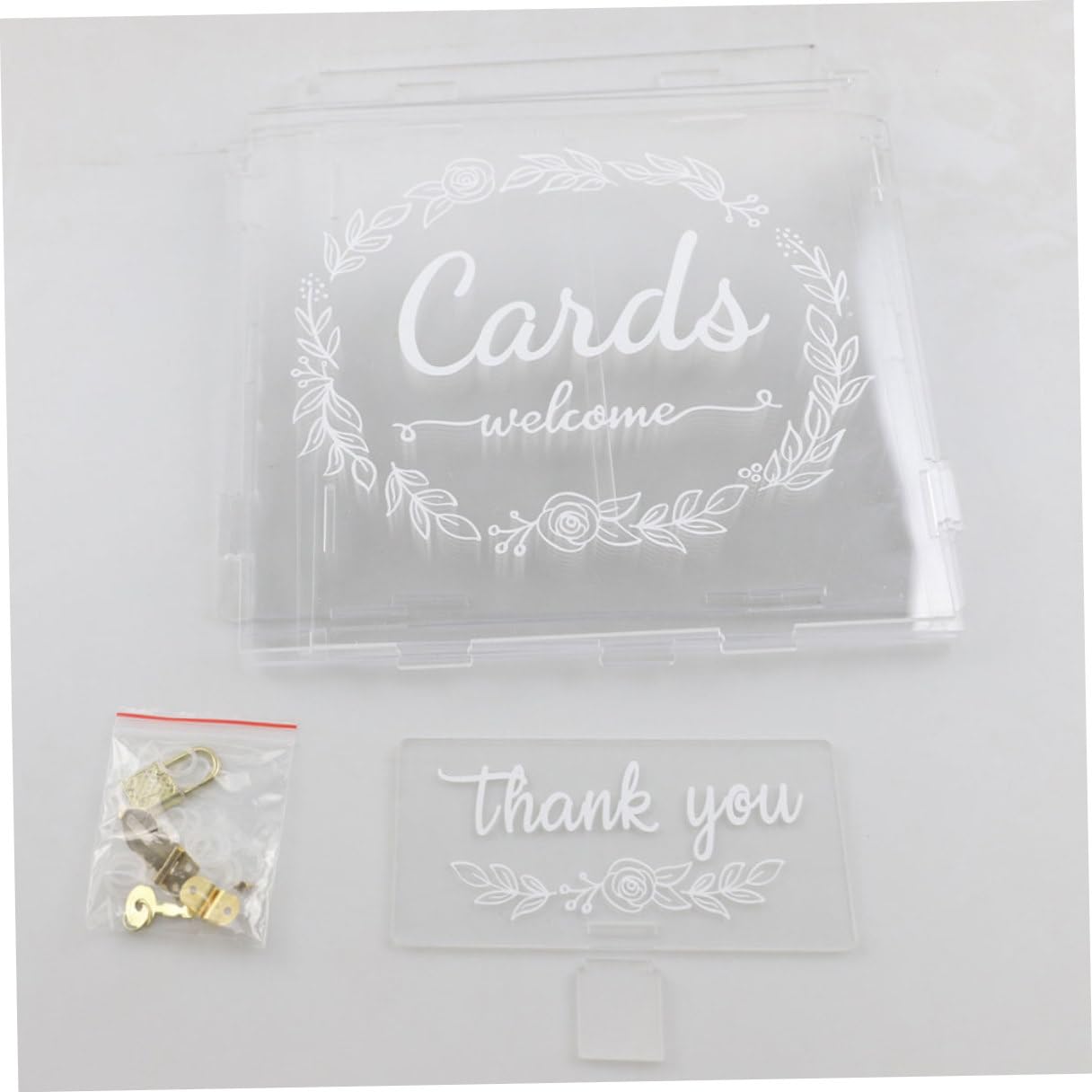 Supvox Acryl Hochzeitskartenbox mit Schloss Groß Weiß Muster Transparente Briefumschlagbox für Geldgeschenke und Erinnerungen Kartenfach für Hochzeit und Feier