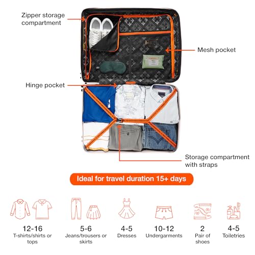 Image of Nasher Miles The Line Hard-Sided Polypropylene Check-in Luggage 28 inch | 75cm | 8 Wheels Large Trolley Bag for Travel | Suitcase (White)
