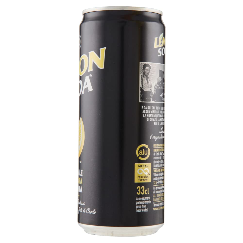 Campari Group Lemon Soda Lot de 24 bouteilles de soda au citron italien Limonata + Polpa gourmet italien 330 ml