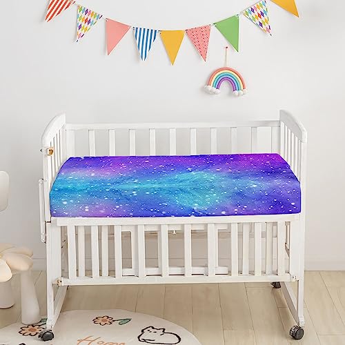 Image of Crib Bedding Set, 3pcs Nursery Set with Comforter, Crib Sheet & Crib Skirt, Black Purple Blue Butterfly Printed Bedding for Baby Boys and Girls