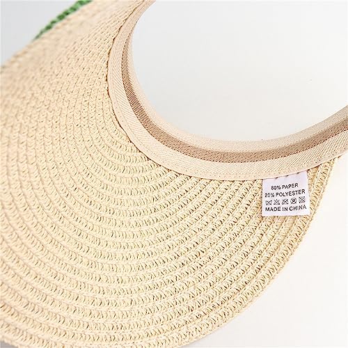 Kids Straw Sun Visor Hats Summer Outdoor Travel Beach Hat Wide Brim Breathable Athletic Caps for Running Jogging3