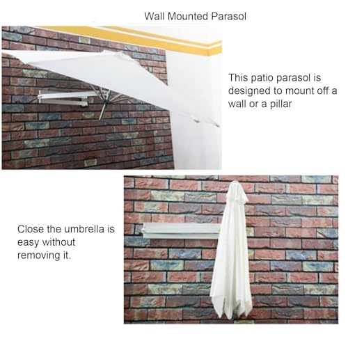 Naścienny zewnętrzny parasol tarasowy, regulowany, uchylny parasol przeciwsłoneczny, trwały metalowy słupek i aluminiowa rama do ogrodu, tarasu, balkonu i rozwiązań zaciemniających