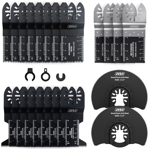 ZENO Multi Tool Blades 24 Pack | Universal Multitool Blades | Oscillating Saw Blade Pack for Cutting Metal, Wood, Plastic | Quick Release Blade for Multimaster, Ryobi, Milwaukee, Bosch, Dremel, Dewalt 1 ZENO Multi Tool Blades 24 Pack | Universal Multitool Blades | Oscillating Saw Blade Pack for Cutting Metal, Wood, Plastic | Quick Release Blade for Multimaster, Ryobi, Milwaukee, Bosch, Dremel, Dewalt