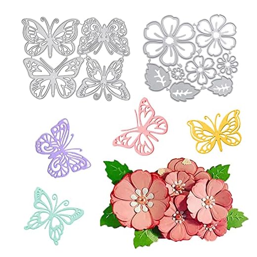 Bymivofun 12 Pezzi Fustelle di farfalla Fiore, Fustelle a Forma di Fiore Foglie, Stencil Fustellato 3D a Forma di Farfalla, per Decorazioni fai da te, Decorazione di Album, Biglietti di Auguri