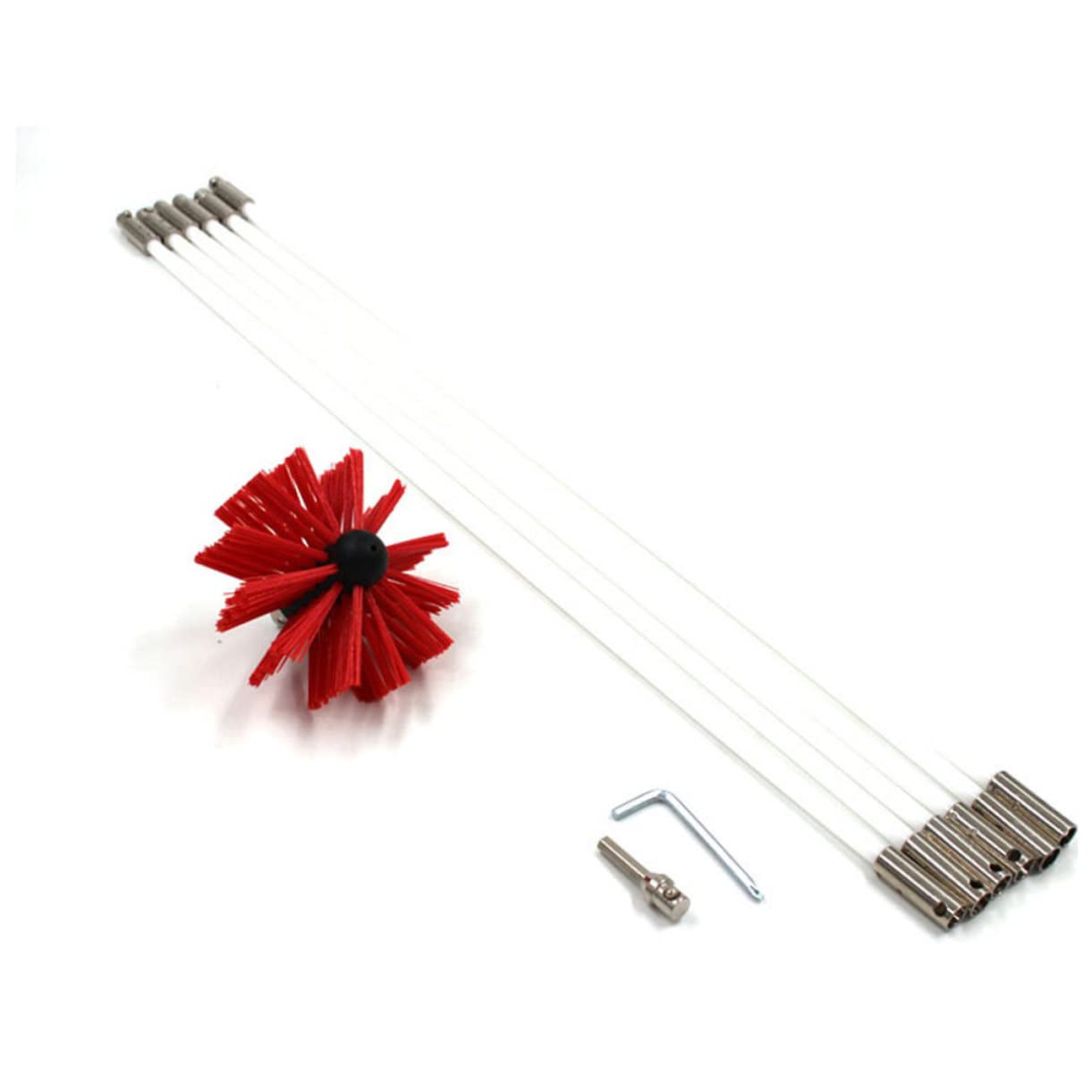Kit Spazzola per Pulizia Stufa Flessibile in Nylon 9 Aste Estensibili per Canna Fumaria e Tubo Asciugatrice Installazione Rapida