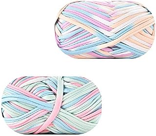 2 Pieces Weaving Yarn Crochet Thread, Knitting Yarn, Crochet Yarn, T-Shirt Yarn Wool Yarn, DIY T-Shirt Yarn, Handmade Soft Cotton Fabric Cord for Knitting Crochet Yarn Basket Weaving Supplies