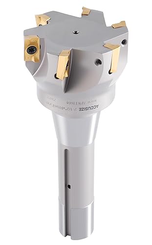 Miniatura 3 de Accusize Industrial Tools 2-12 '' Diámetro de corte por 6-18 '' Oal 90 grados R8 Shank indexable End Mill con 6 insertos de carburo Apkt1604,
