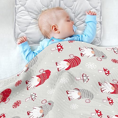 Image of Swaddle Blanket for Gnomes with Mushroom Baby Receiving Blanket Muslin Baby Swaddles Soft Cotton Breathable Nursery Blankets for Unisex Boys and Girls 30x40 Inch