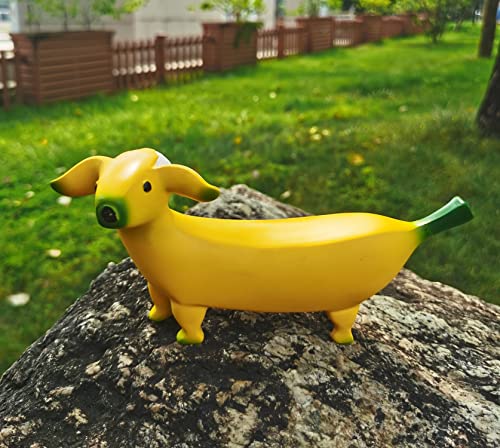 Tellme Banana Dog Statue, Creative Garden Art Gnomes Sculpture, Whimsical Resin Ornaments, Cute Dog Decor For Balcony, Yard, Room, Office, Home, Funny Housewarming Gifts. (1 Pc) #TOP1