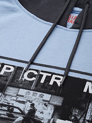 Image of The Indian Garage Co Blue Slim Fit Solid Long Sleeve Pull On Hooded Sweatshirt