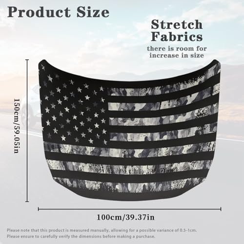 Image of Black American Flag Design Car Hood Cover Protector Waterproof Sunproof Car Hood Flag 4th of July Patriotic Decorations Auto Accessories for SUV Sedans Trucks Pickup