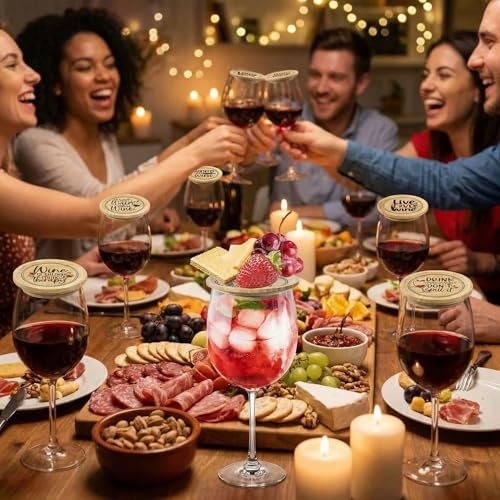 Tapas de copas de vino Mumufy: cubiertas de bambú multiusos para proteger tus bebidas, 16 piezas 5