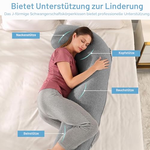 SHANNA Schwangerschaftskissen Seitenschläferkissen Stillkissen Fütternkissen mit Baumwolle Bezug...