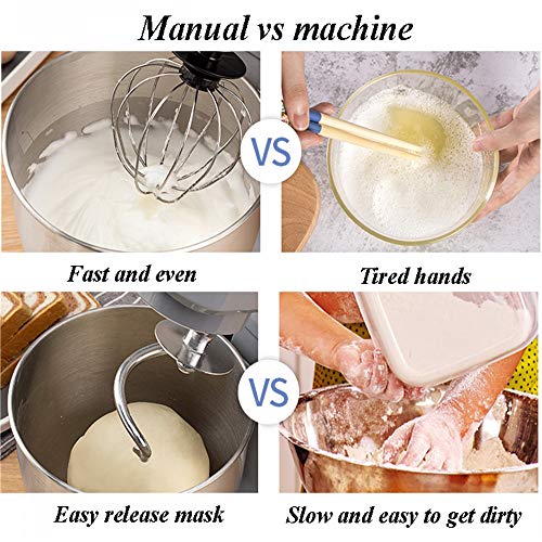 L&B-MR Küchenmaschine 1200W Mit 5L Edelstahl-Rühlschüssel, Rührbesen, Knethaken, Schlagbesen Und Spritzschutz, 5 Stufige… – Bild 8