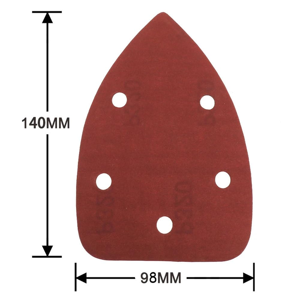 Carta vetrata a Strappo Rossa 98X140mm Triangolo 5 Fori 26 Pezzi Grana 40-1000 Utensili abrasivi Assortiti per lucidatura e levigatura, Due Pezzi ciascuno, 26 Pezzi